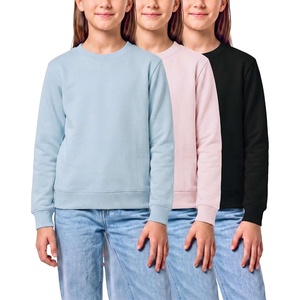 3 Pack Girls’ Fleece Crewneck Sweatshirts Sweaters Kids Teens Pullover Tops(Solid Black  Solid Pale Lilac  Solid Ballad Blue)