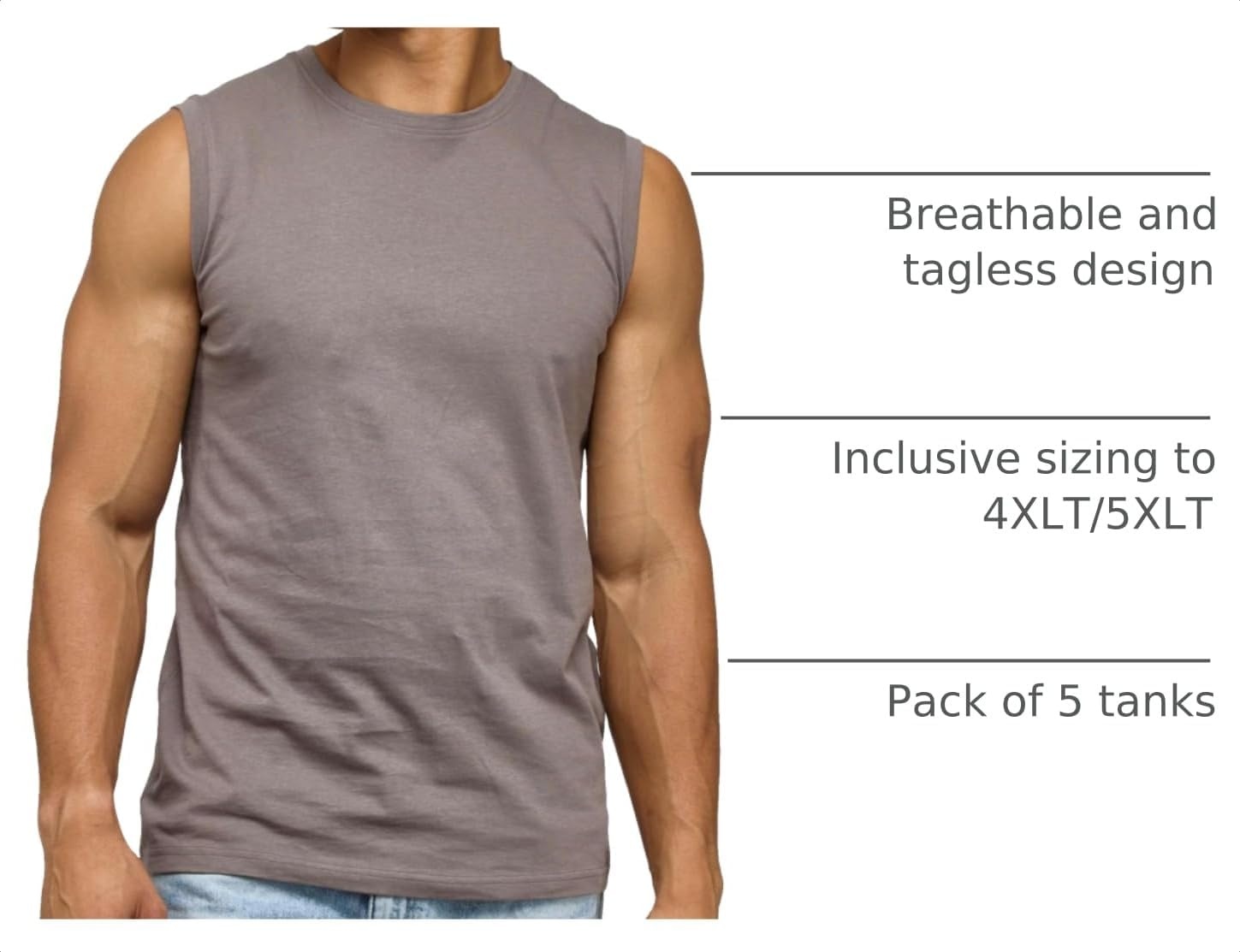image:image5 Pack Mens Cotton Tank Tops Sleeveless Undershirts Muscle Beater Gym ShirtSet 2