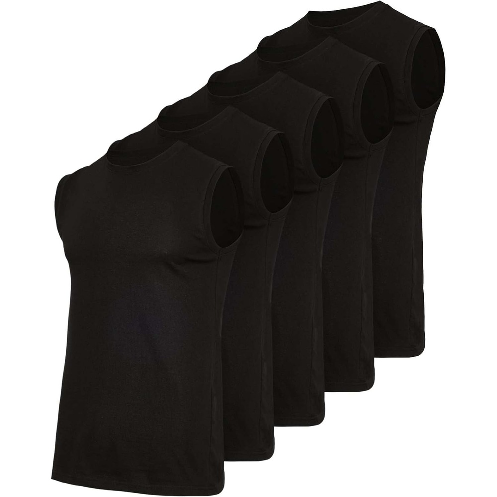 image:image5 Pack Mens Cotton Tank Tops Sleeveless Undershirts Muscle Beater Gym ShirtSet 1