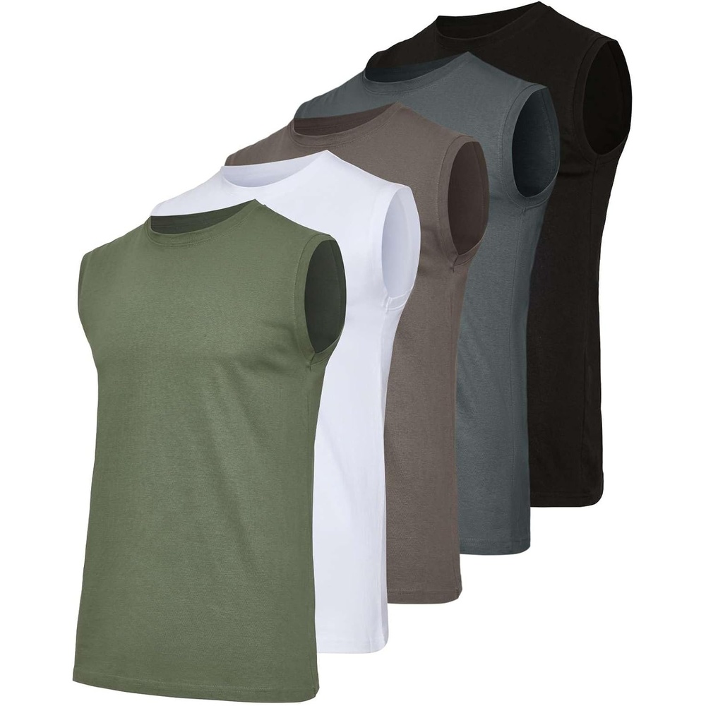 image:image5 Pack Mens Cotton Tank Tops Sleeveless Undershirts Muscle Beater Gym ShirtSet 2