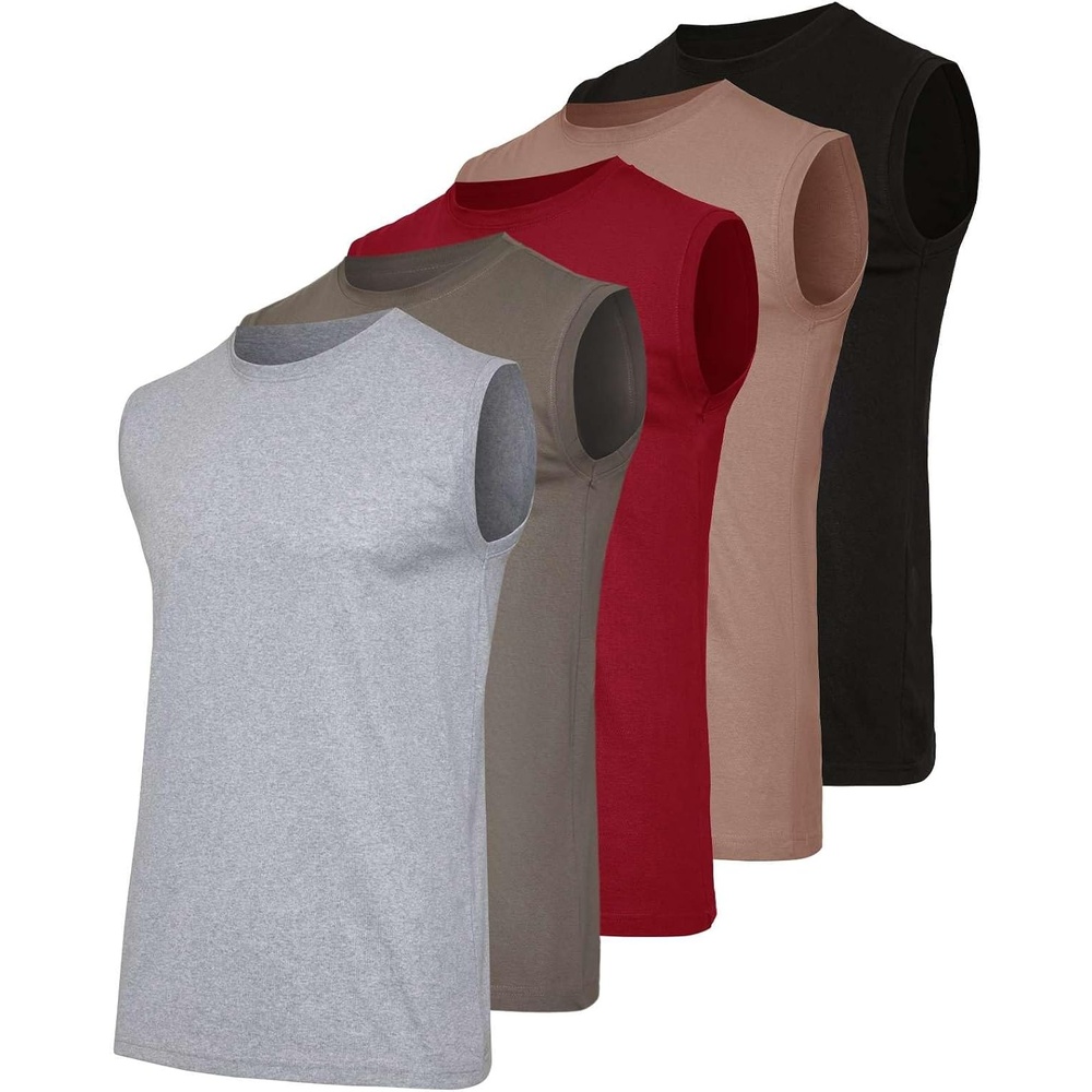image:image5 Pack Mens Cotton Tank Tops Sleeveless Undershirts Muscle Beater Gym ShirtSet 5