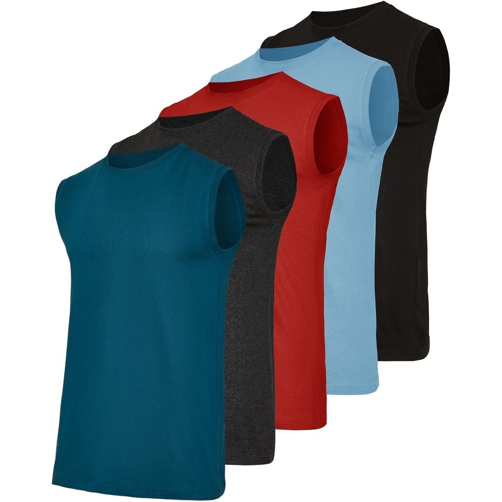 image:image5 Pack Mens Cotton Tank Tops Sleeveless Undershirts Muscle Beater Gym ShirtSet 6