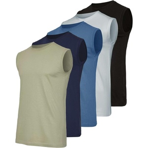 5 Pack Mens Cotton Tank Tops Sleeveless Undershirts Muscle Beater Gym Shirt(Set 8)