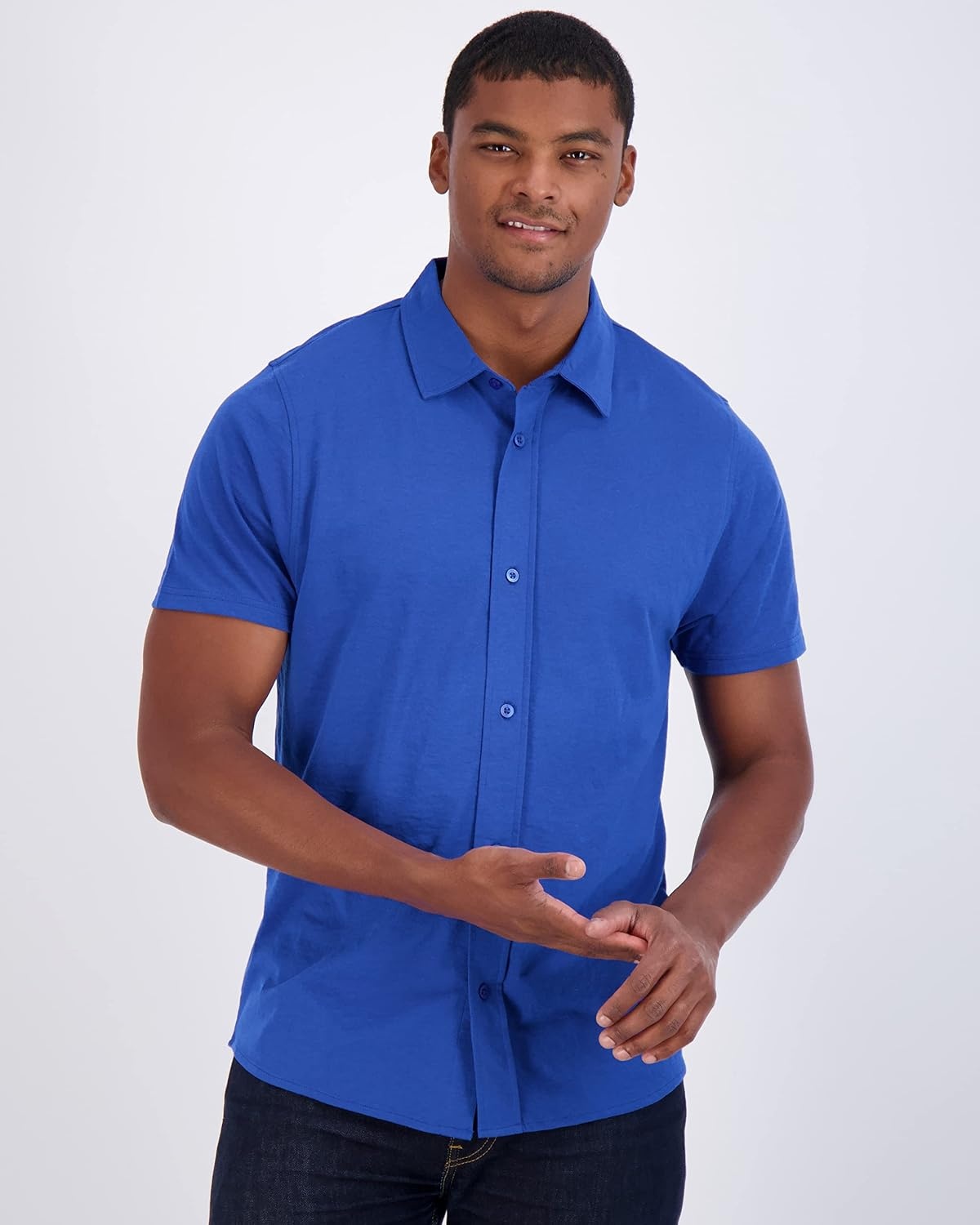 image:image3 Pack Mens Button Down Shirts Short Sleeve Jersey Casual Dress CollaredSet 5