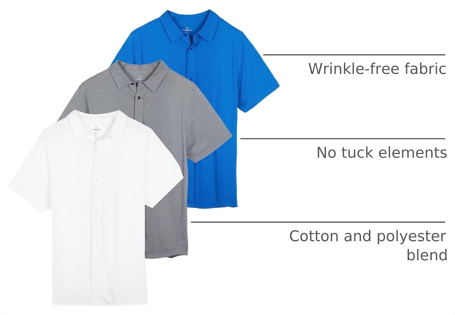 image:image3 Pack Mens Button Down Shirts Short Sleeve Jersey Casual Dress CollaredSet 5