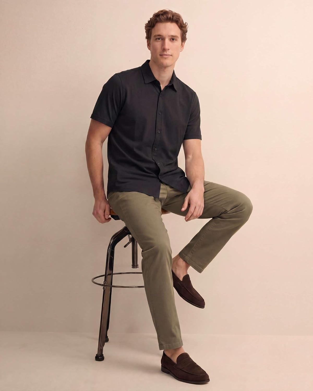 image:image3 Pack Mens Cotton Short Sleeve Button Down Casual Work Shirt Button UpSolid Black Solid Black Solid Black