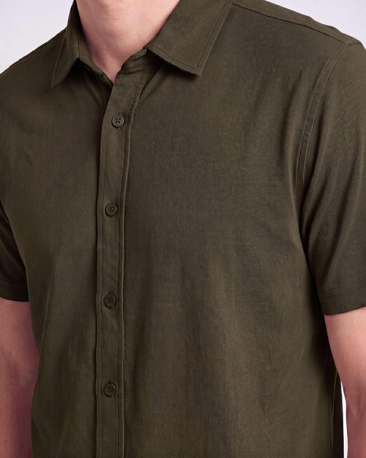 image:image3 Pack Mens Cotton Short Sleeve Button Down Casual Work Shirt Button UpSolid Black Solid Olive Night Solid Ballad Blue