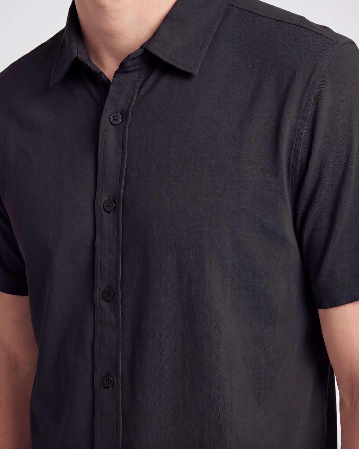 image:image3 Pack Mens Cotton Short Sleeve Button Down Casual Work Shirt Button UpSolid Black