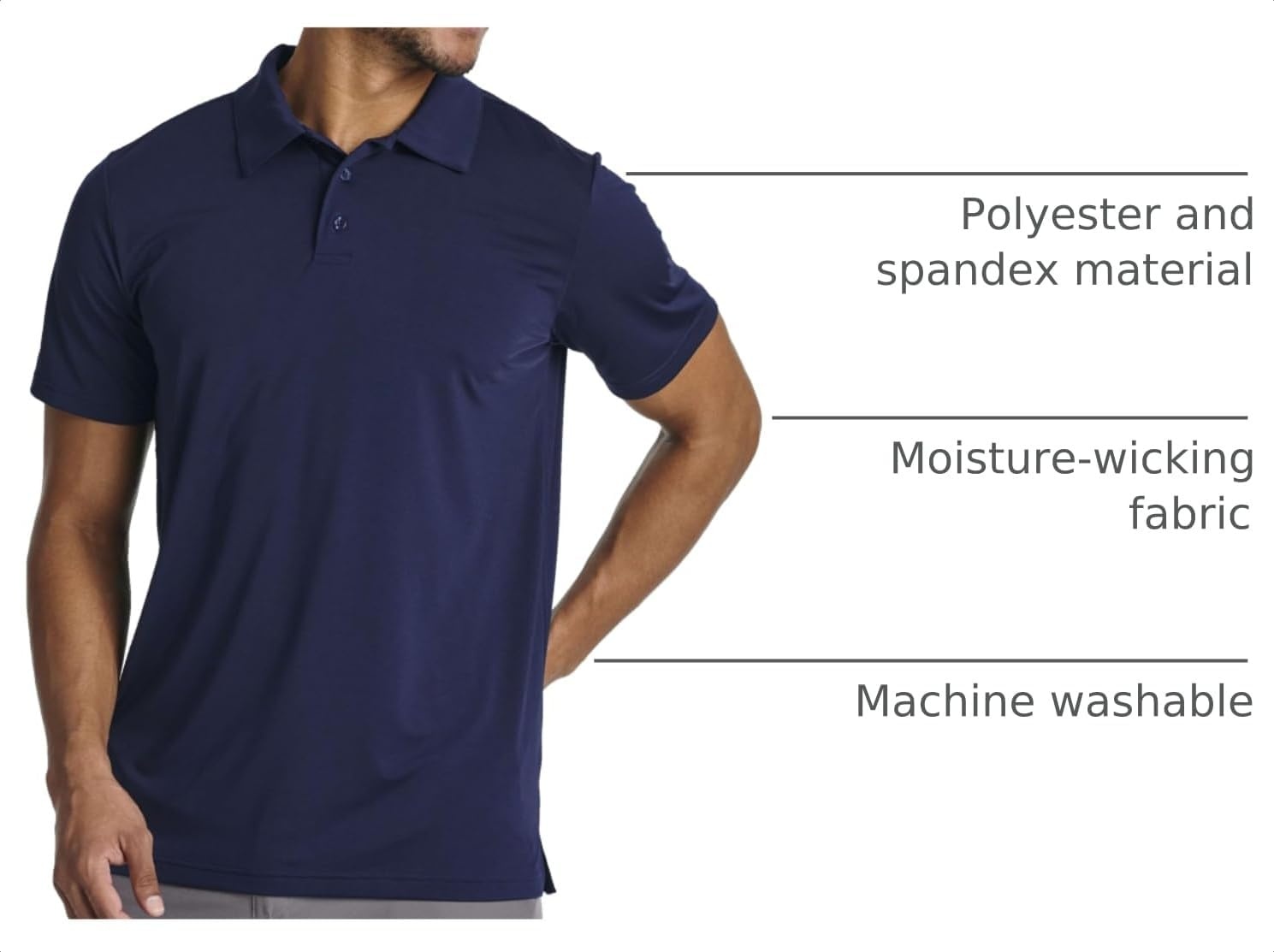 image:image3 Pack Mens Dry Fit Polo Shirts Short Sleeve Collared Golf Work AthleticSet 3