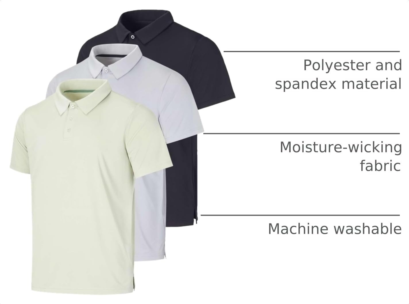 image:image3 Pack Mens Dry Fit Polo Shirts Short Sleeve Collared Golf Work AthleticSet 4