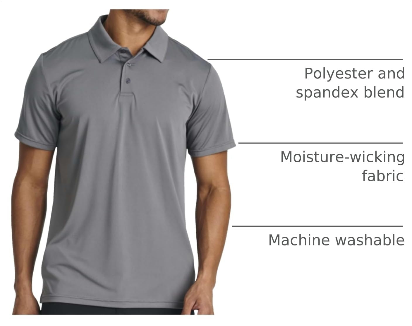 image:image3 Pack Mens Dry Fit Polo Shirts Short Sleeve Collared Golf Work AthleticSet 6