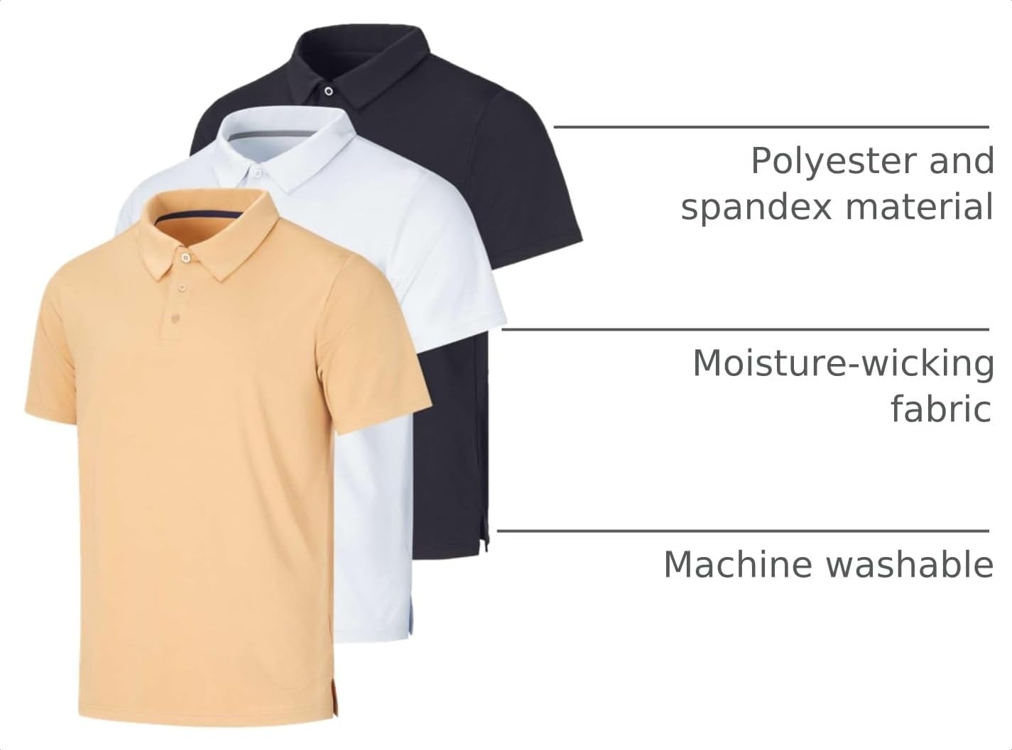 image:image3 Pack Mens Dry Fit Polo Shirts Short Sleeve Collared Golf Work AthleticSet 7
