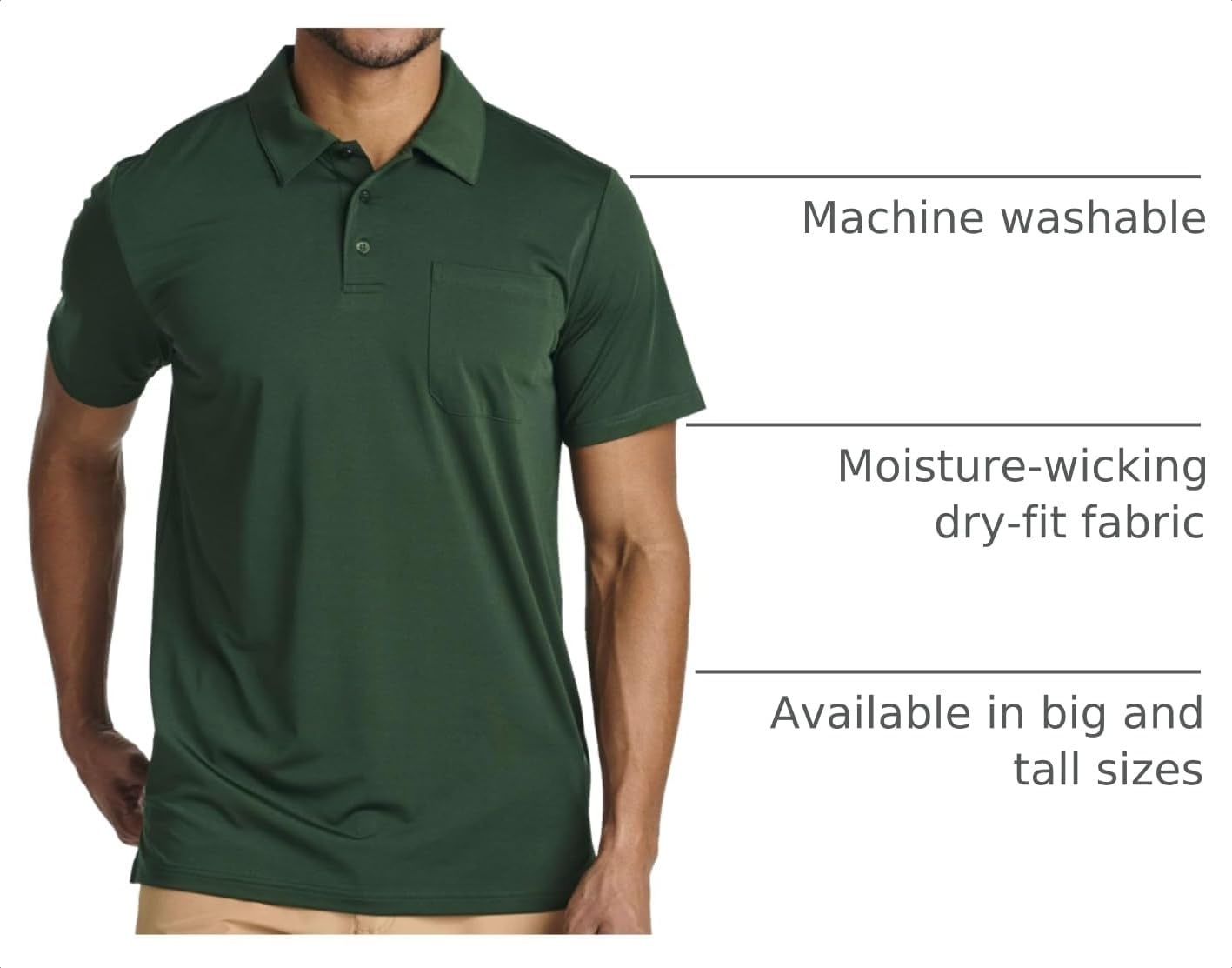 image:image3 Pack Mens Dry Fit Polo Shirts Short Sleeve Pocket Golf Work TacticalSet 1
