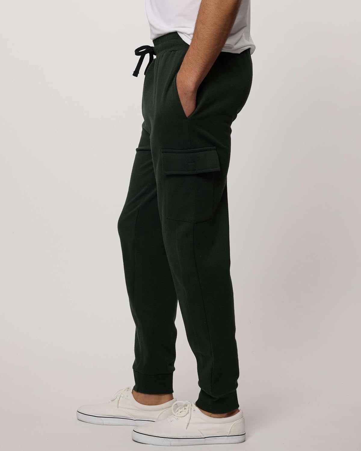 image:image3 Pack Mens Fleece Cargo Joggers Sweatpants Cuffed Athletic Gym PocketsSet 2