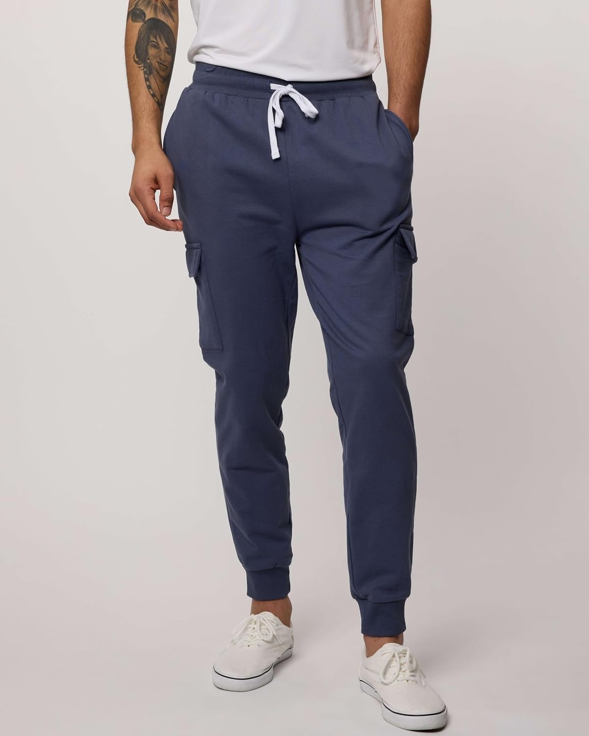 image:image3 Pack Mens Fleece Cargo Joggers Sweatpants Cuffed Athletic Gym PocketsSet 2