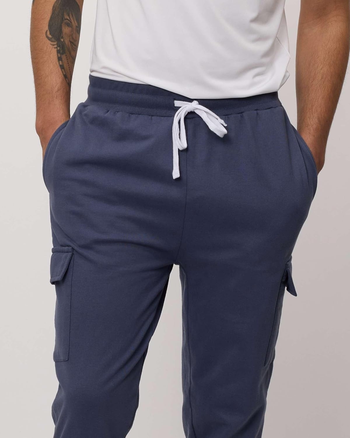 image:image3 Pack Mens Fleece Cargo Joggers Sweatpants Cuffed Athletic Gym PocketsSet 2
