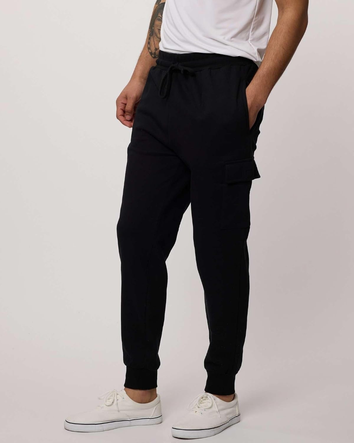 image:image3 Pack Mens Fleece Cargo Joggers Sweatpants Cuffed Athletic Gym PocketsSet 6