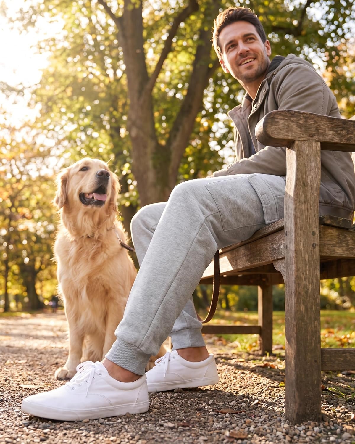 image:image3 Pack Mens Fleece Cargo Joggers Sweatpants Cuffed Athletic Gym PocketsSolid Black Solid Chocolate Torte Solid Moonbeam