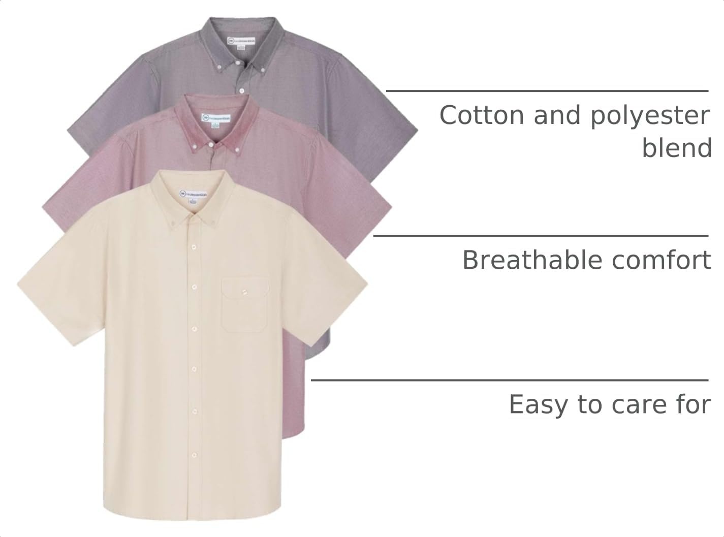 image:image3 Pack Mens Oxford Button Down Shirts Short Sleeve Dress Casual Big TallSet 5
