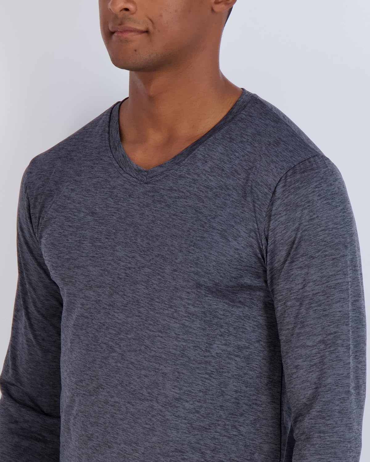 image:image4 Pack Mens Dry Fit Long Sleeve V Neck T Shirts Athletic Workout Gym TeesSet 10