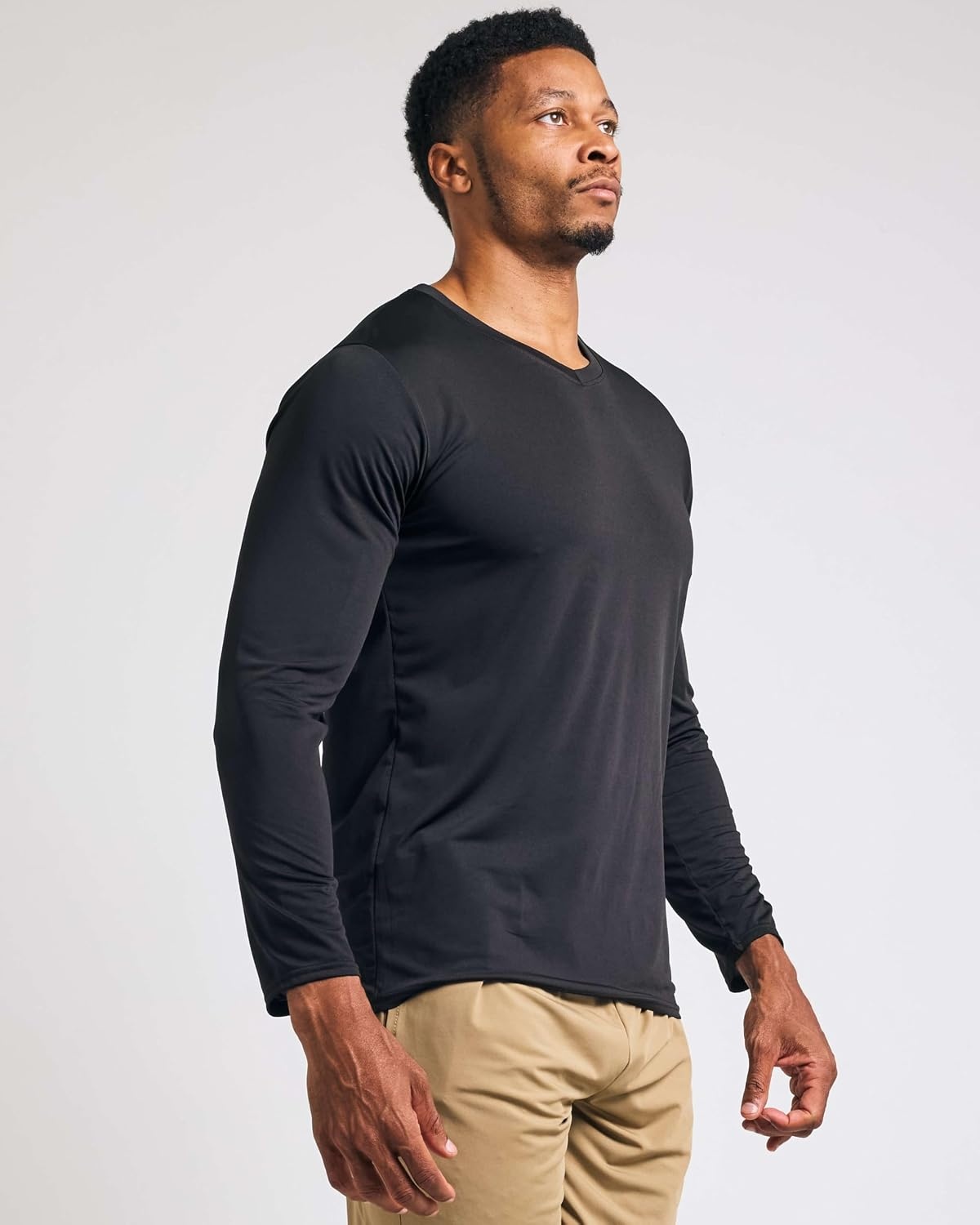 image:image4 Pack Mens Dry Fit Long Sleeve V Neck T Shirts Athletic Workout Gym TeesSet 12