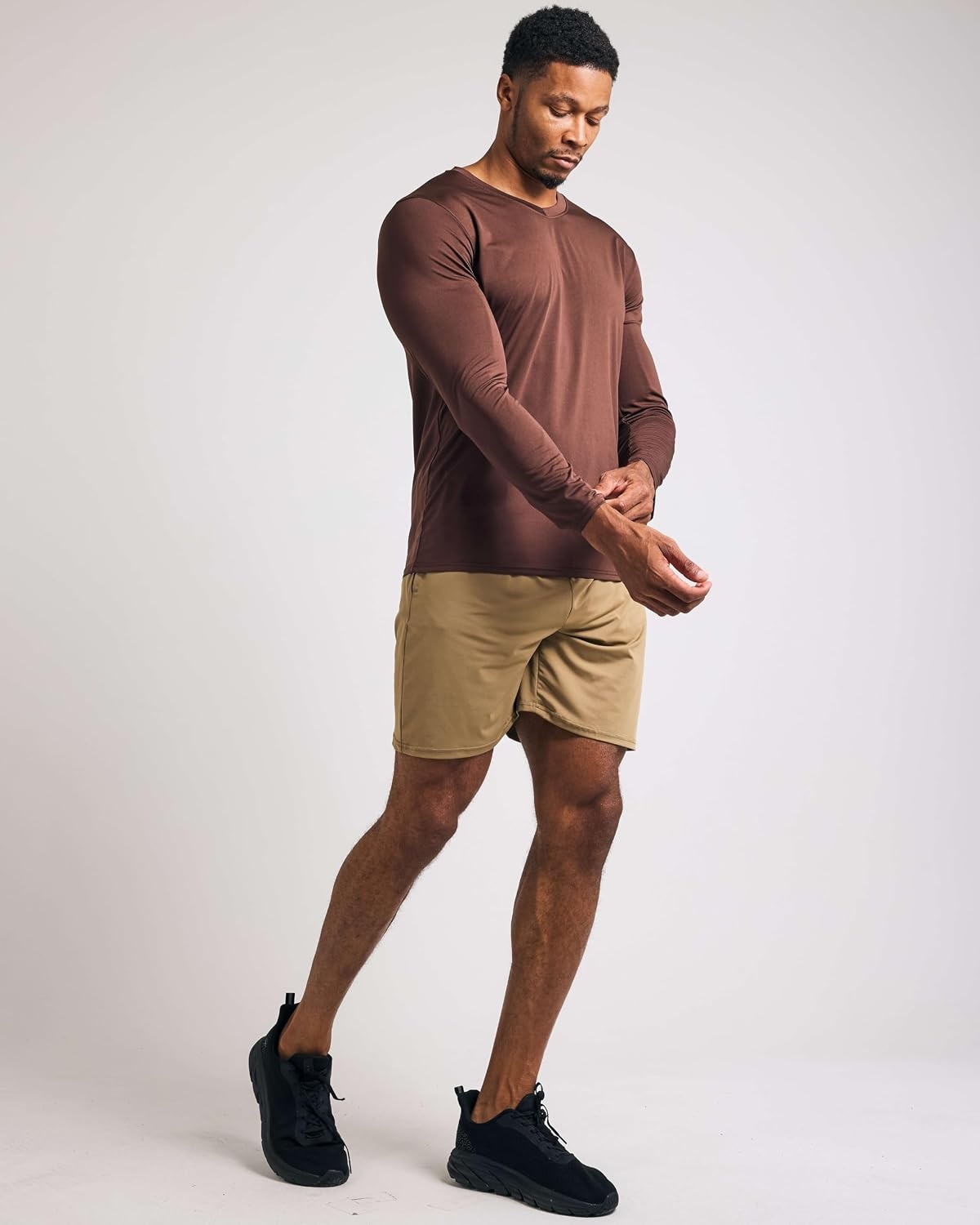 image:image4 Pack Mens Dry Fit Long Sleeve V Neck T Shirts Athletic Workout Gym TeesSet 12
