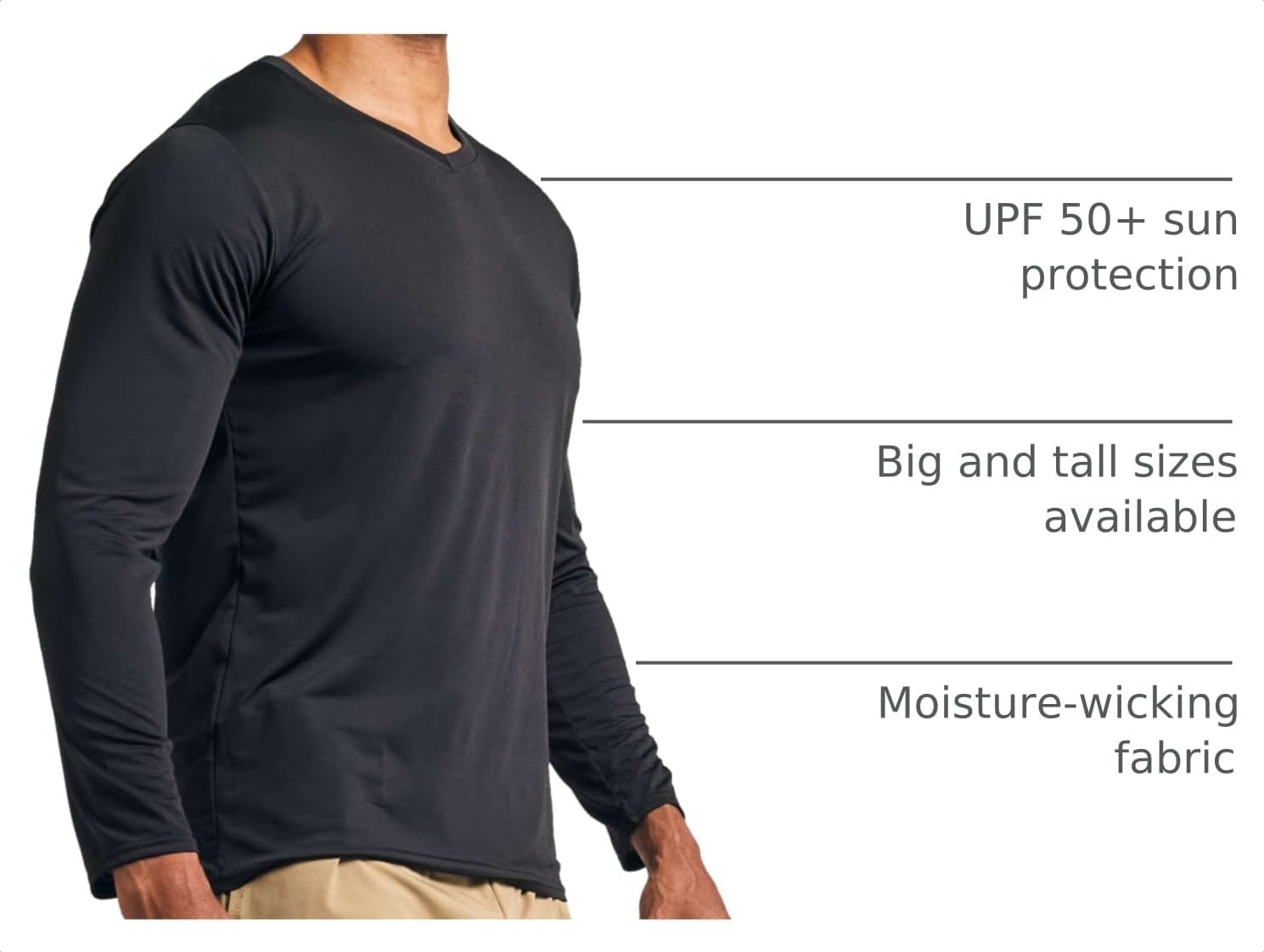 image:image4 Pack Mens Dry Fit Long Sleeve V Neck T Shirts Athletic Workout Gym TeesSet 12