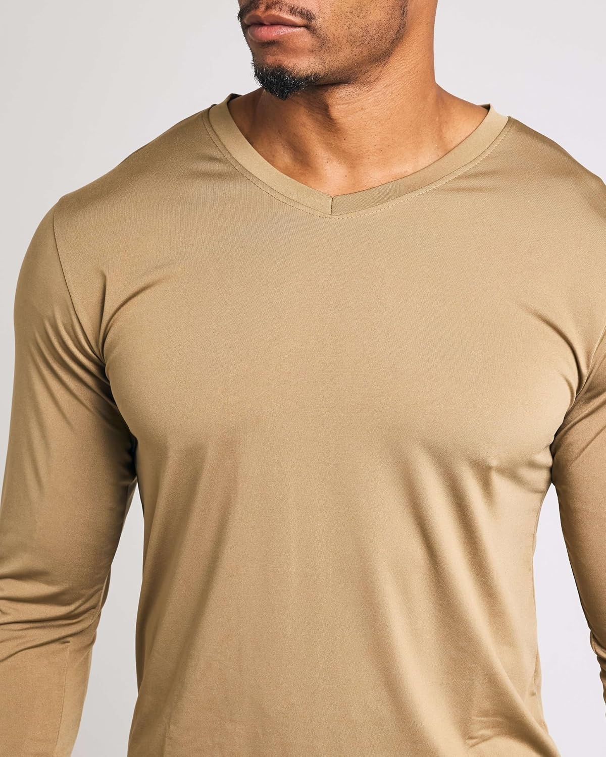 image:image4 Pack Mens Dry Fit Long Sleeve V Neck T Shirts Athletic Workout Gym TeesSet 12