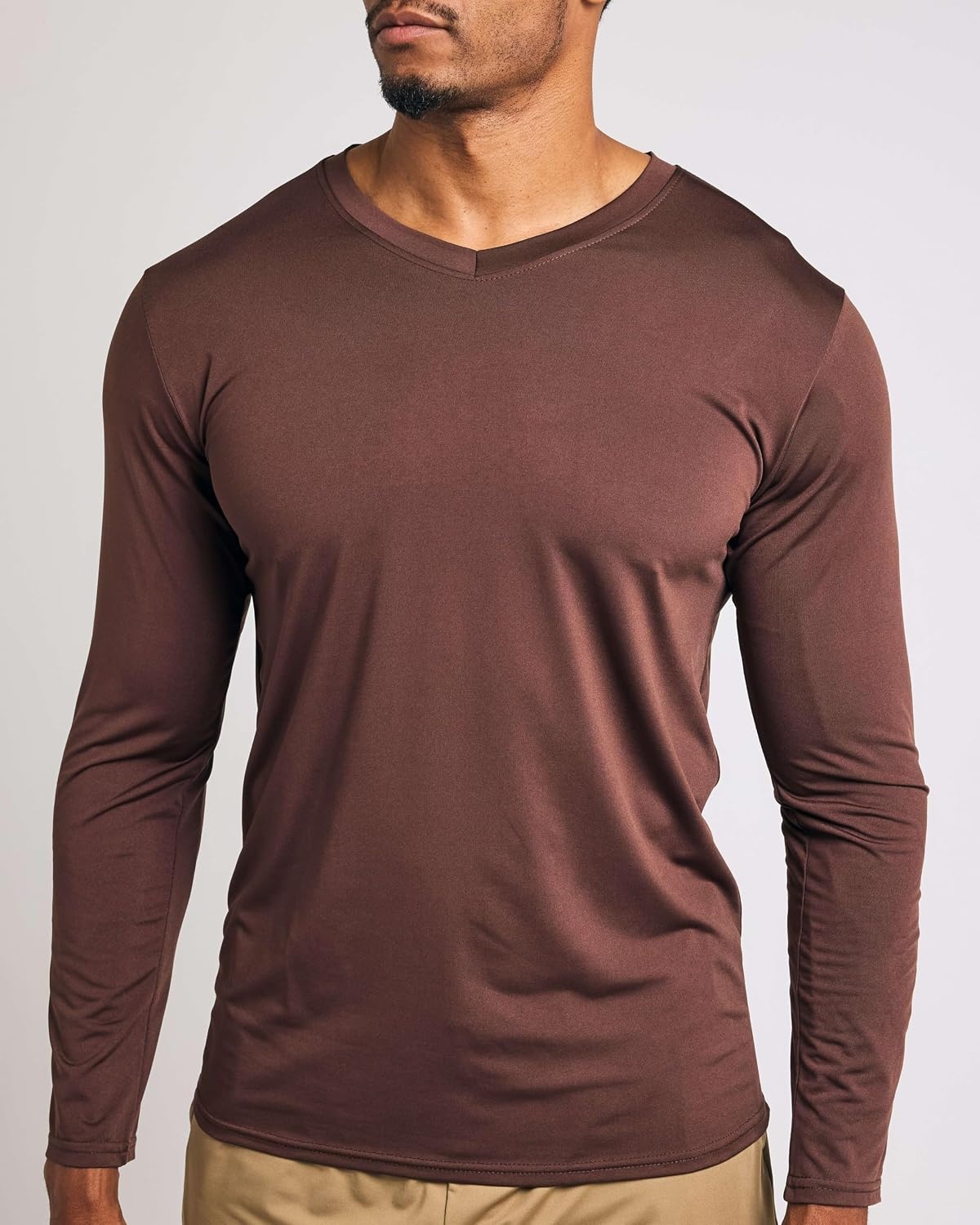 image:image4 Pack Mens Dry Fit Long Sleeve V Neck T Shirts Athletic Workout Gym TeesSet 12
