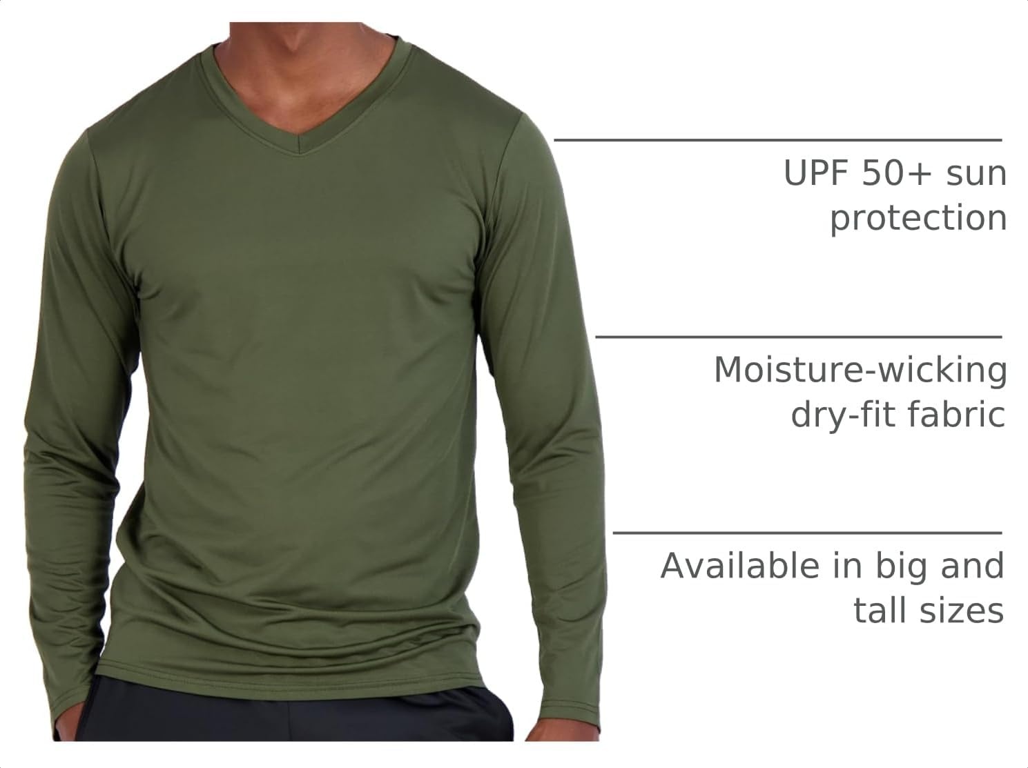 image:image4 Pack Mens Dry Fit Long Sleeve V Neck T Shirts Athletic Workout Gym TeesSet 2