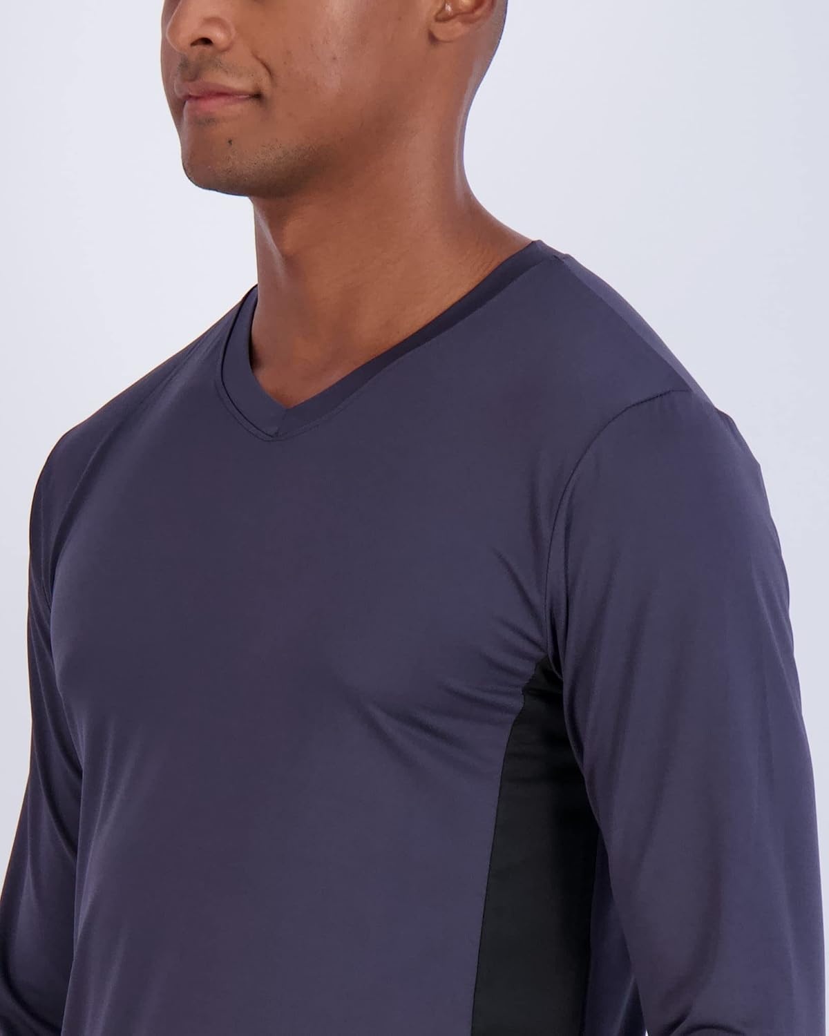 image:image4 Pack Mens Dry Fit Long Sleeve V Neck T Shirts Athletic Workout Gym TeesSet 4