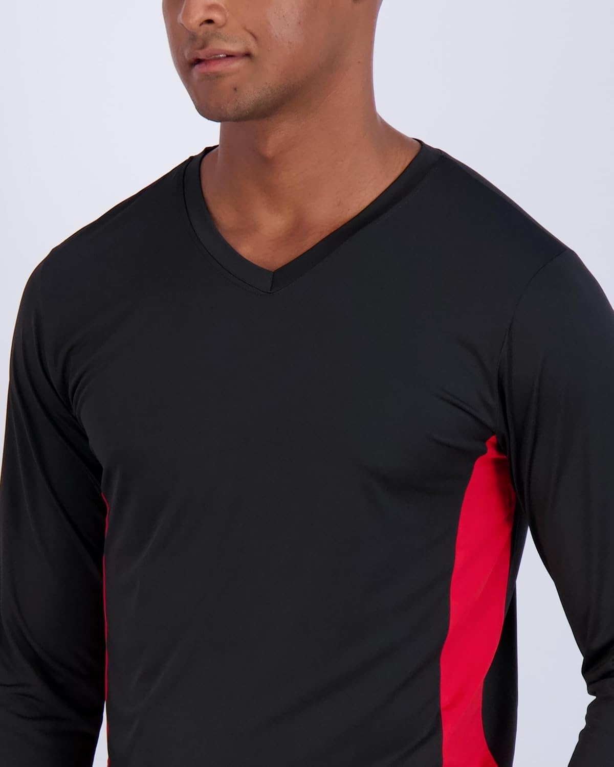 image:image4 Pack Mens Dry Fit Long Sleeve V Neck T Shirts Athletic Workout Gym TeesSet 4