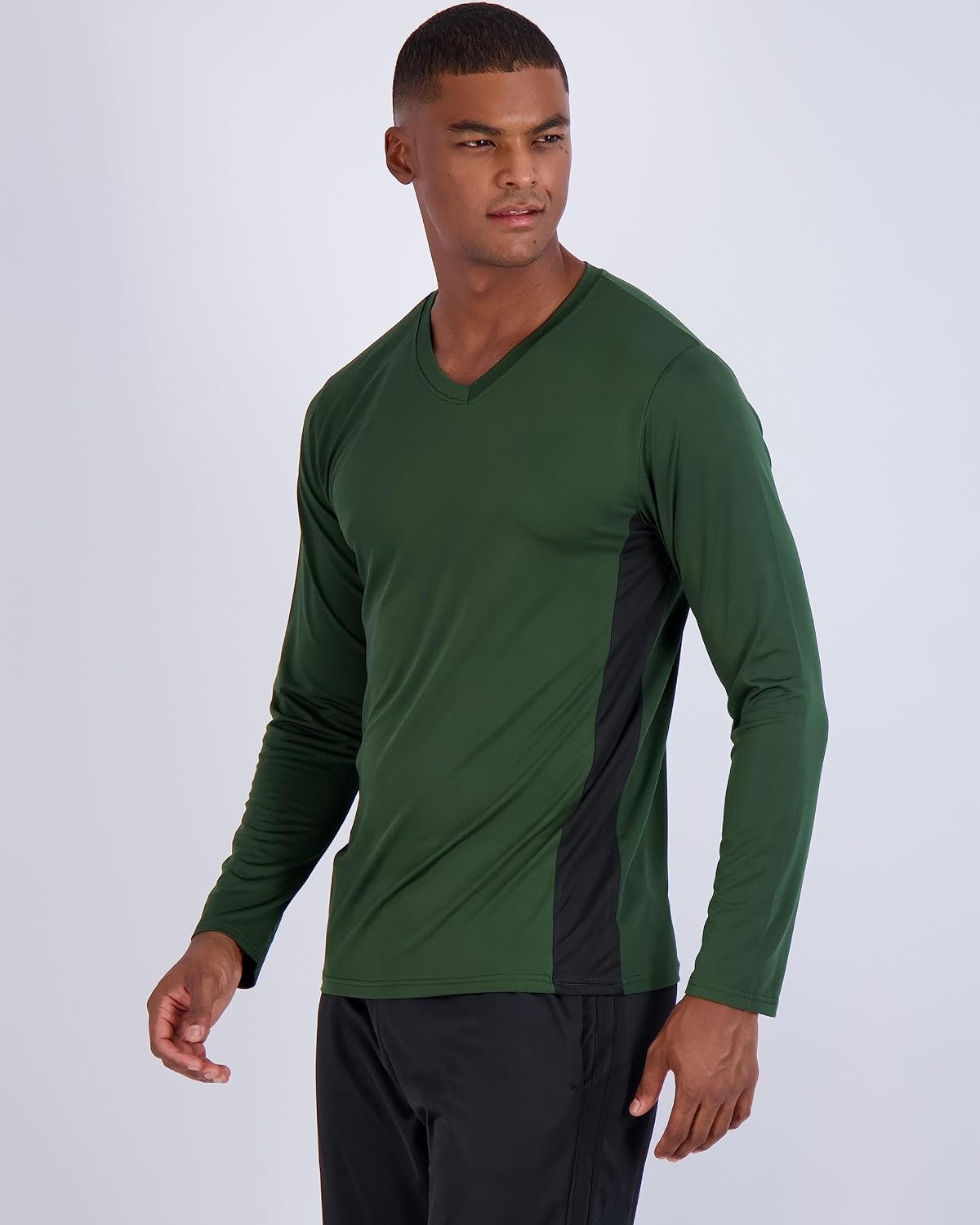 image:image4 Pack Mens Dry Fit Long Sleeve V Neck T Shirts Athletic Workout Gym TeesSet 4
