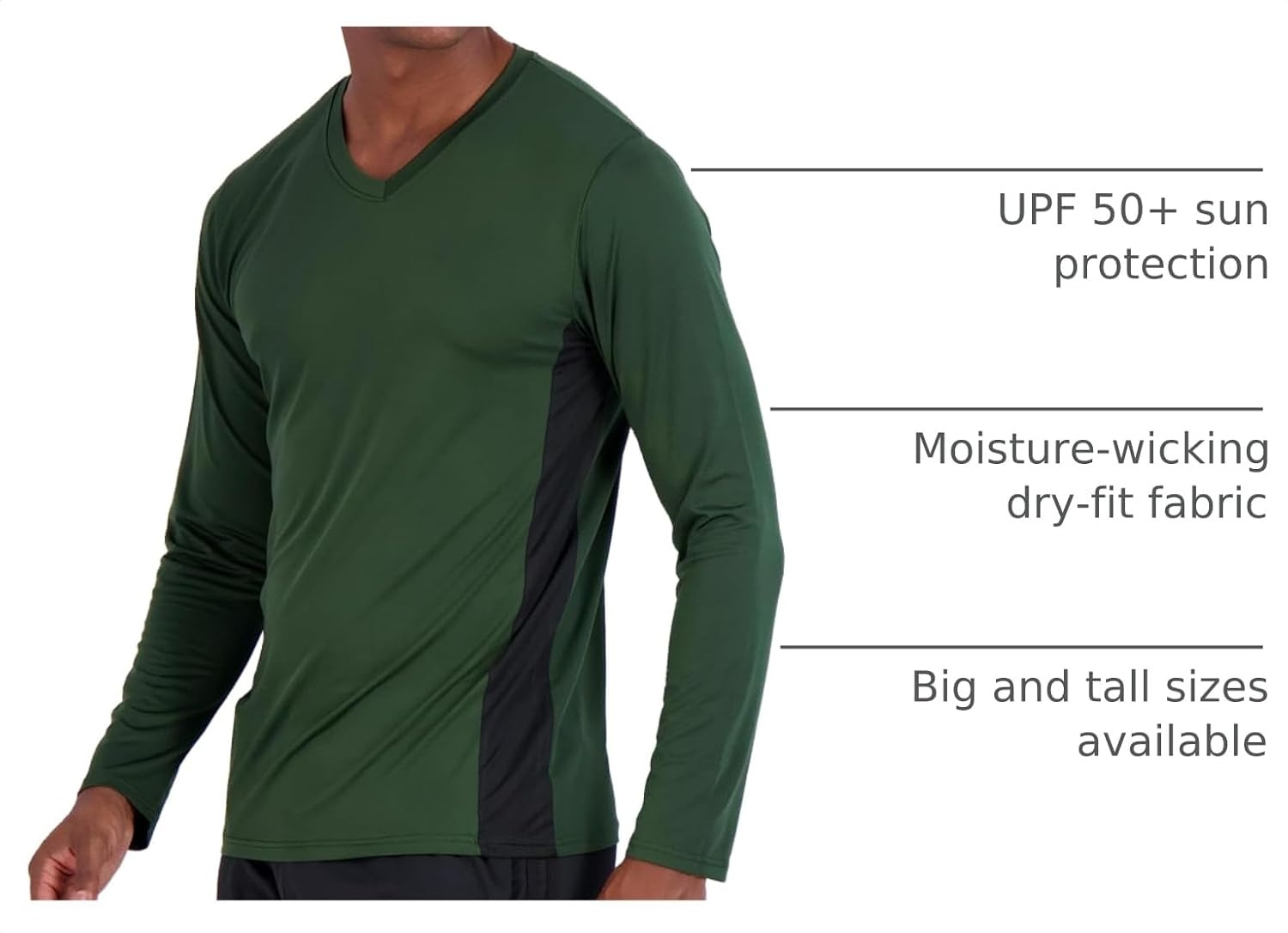 image:image4 Pack Mens Dry Fit Long Sleeve V Neck T Shirts Athletic Workout Gym TeesSet 4