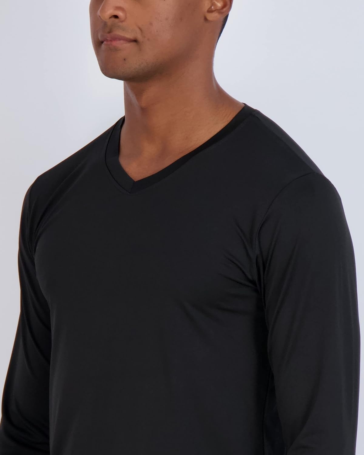 image:image4 Pack Mens Dry Fit Long Sleeve V Neck T Shirts Athletic Workout Gym TeesSet 6