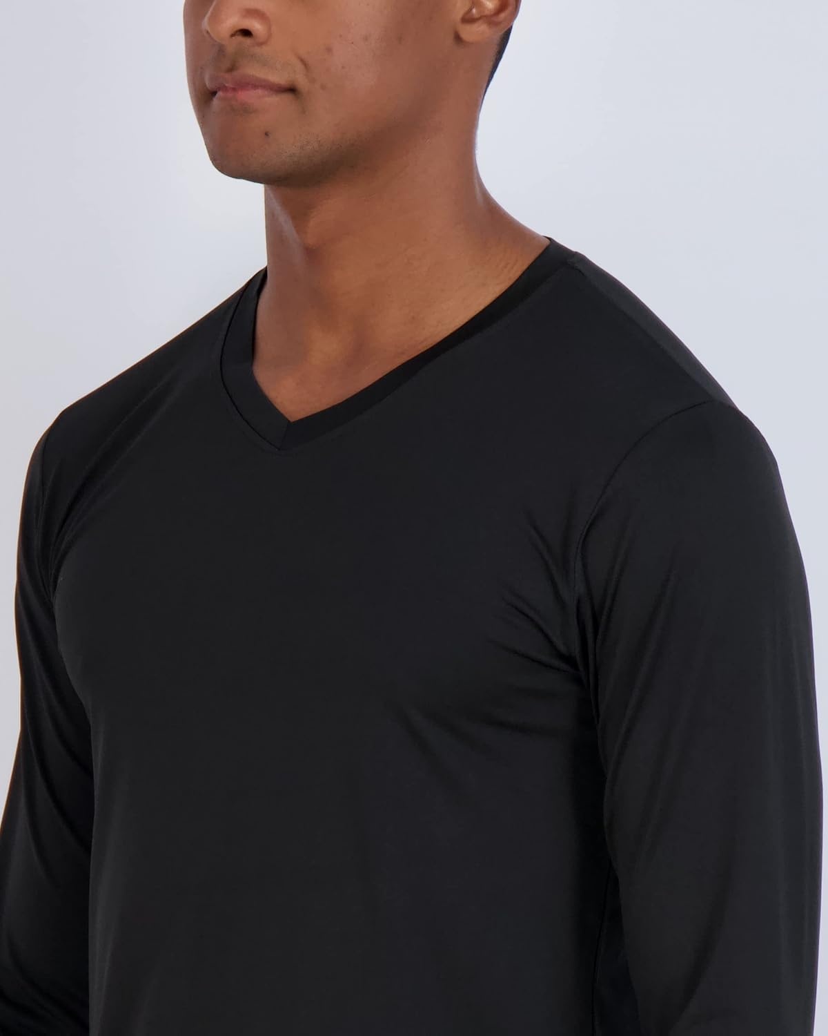 image:image4 Pack Mens Dry Fit Long Sleeve V Neck T Shirts Athletic Workout Gym TeesSet 8
