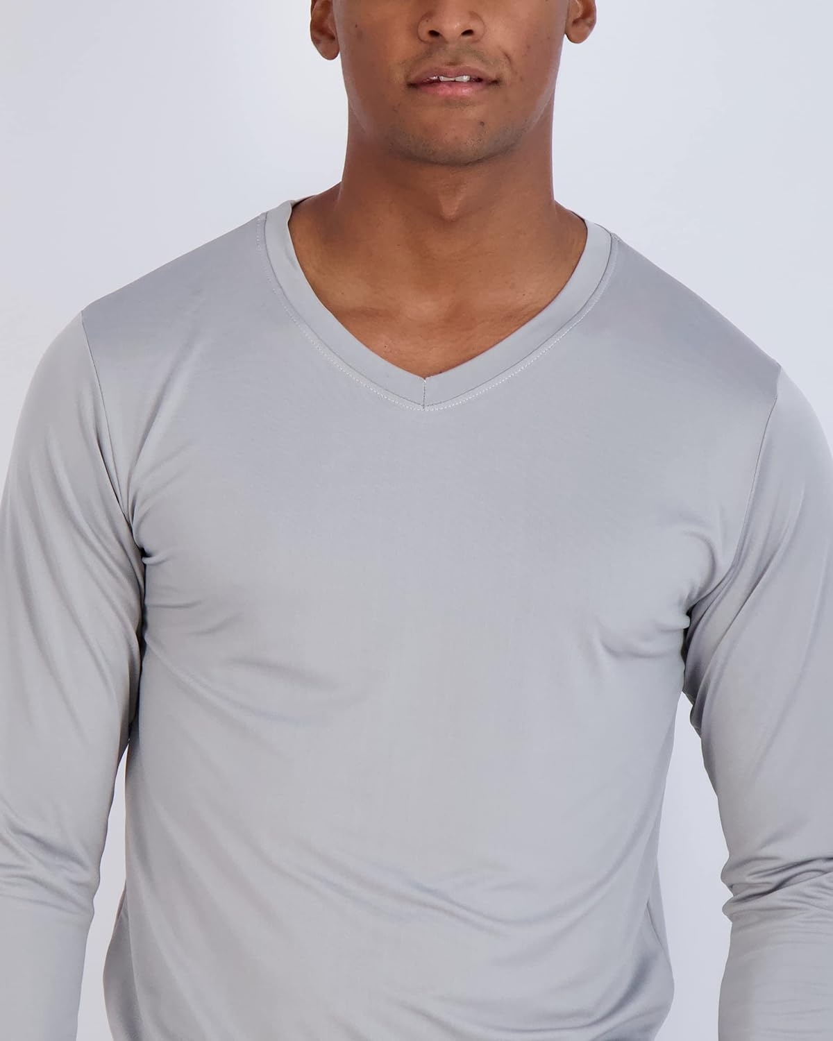 image:image4 Pack Mens Dry Fit Long Sleeve V Neck T Shirts Athletic Workout Gym TeesSet 8