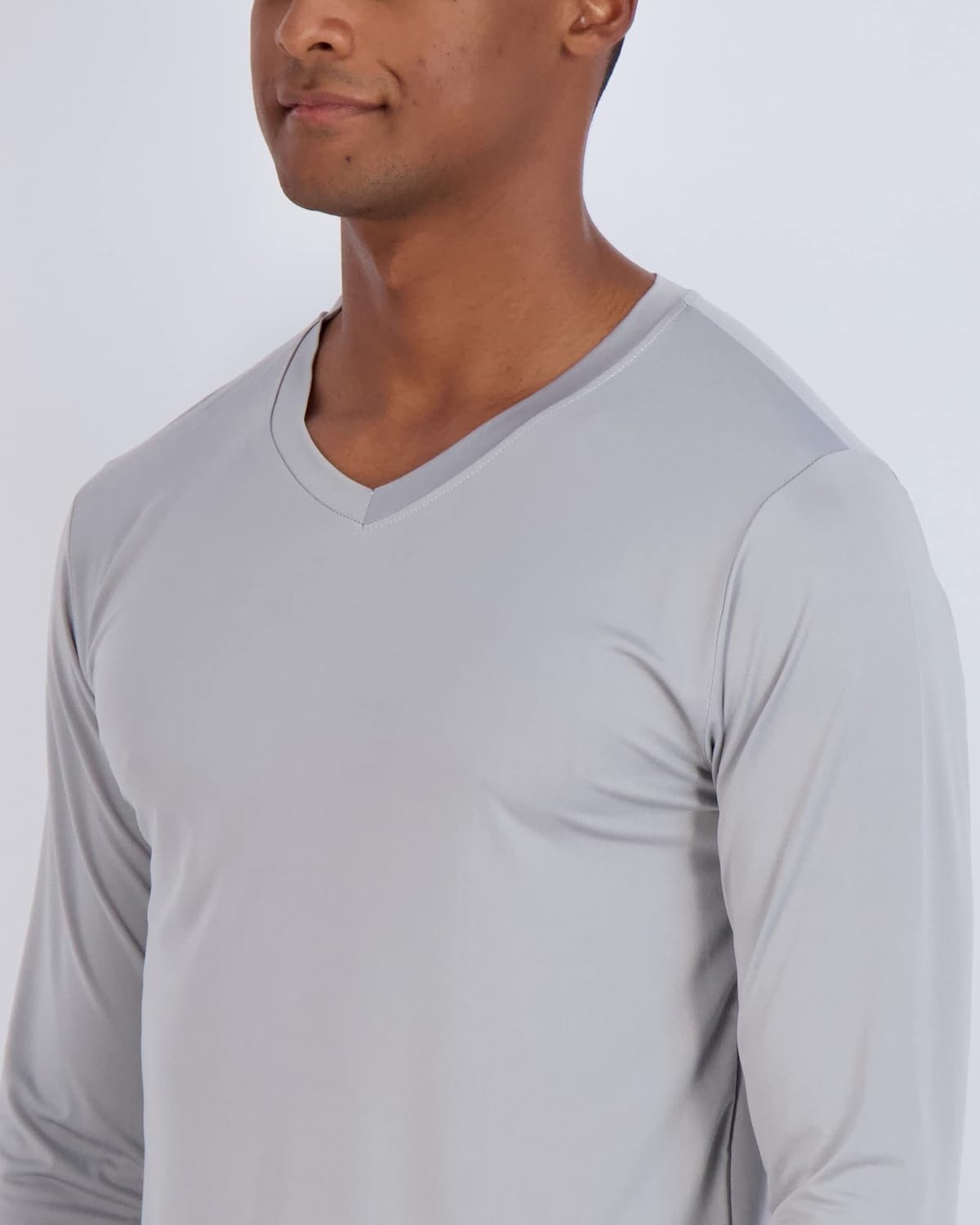 image:image4 Pack Mens Dry Fit Long Sleeve V Neck T Shirts Athletic Workout Gym TeesSet 9