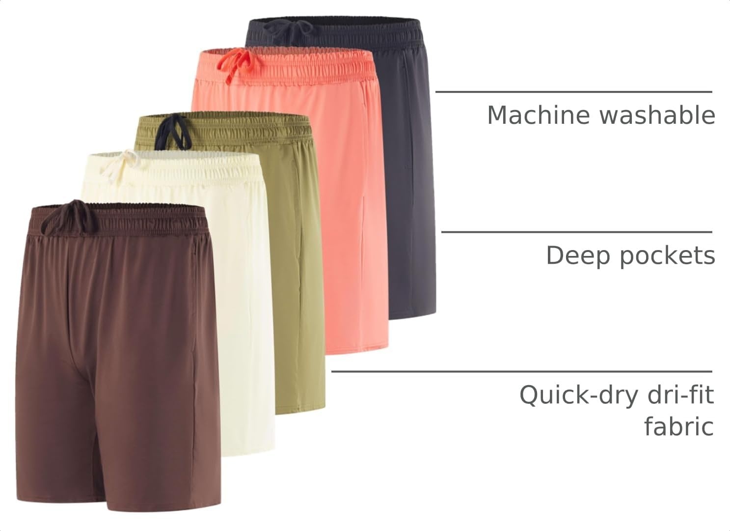 image:image5 Pack Mens 7 Dry Fit Shorts Athletic Basketball Running Gym WorkoutSet 8