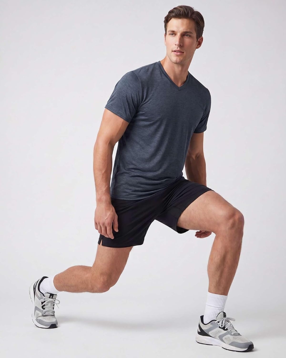 image:image5 Pack Mens Dry Fit V Neck Workout T Shirts Athletic Gym Fitness TeesSet 1