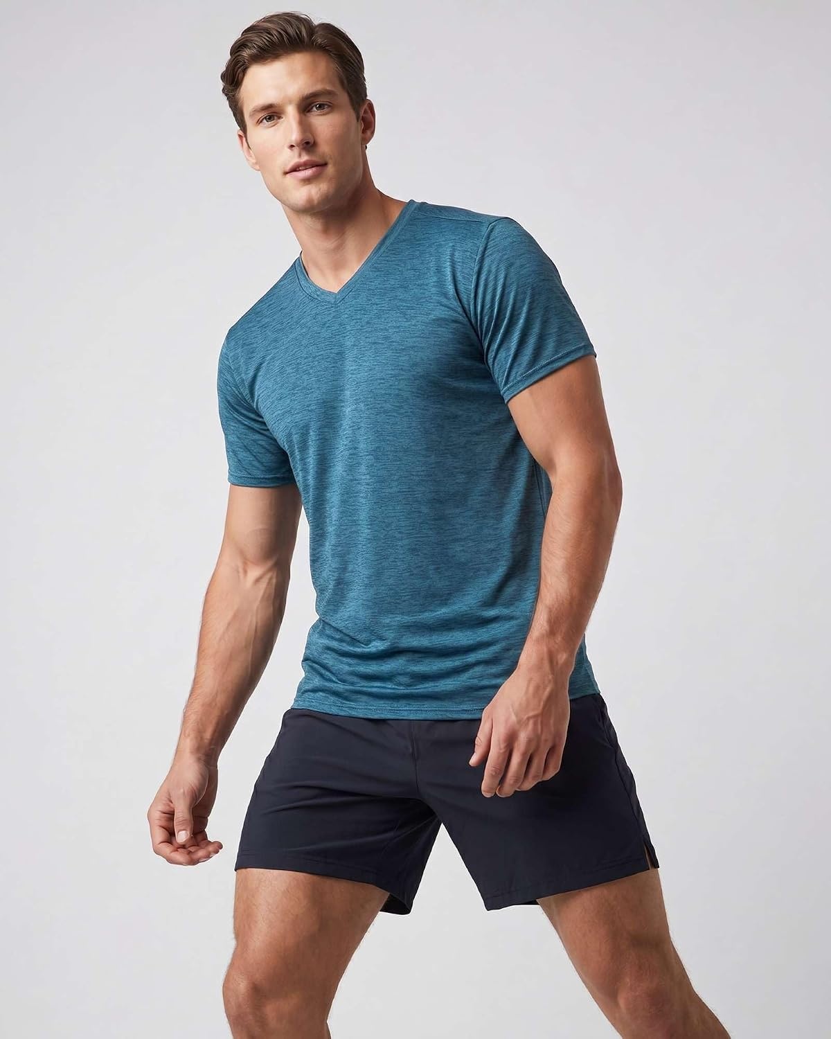 image:image5 Pack Mens Dry Fit V Neck Workout T Shirts Athletic Gym Fitness TeesSet 1