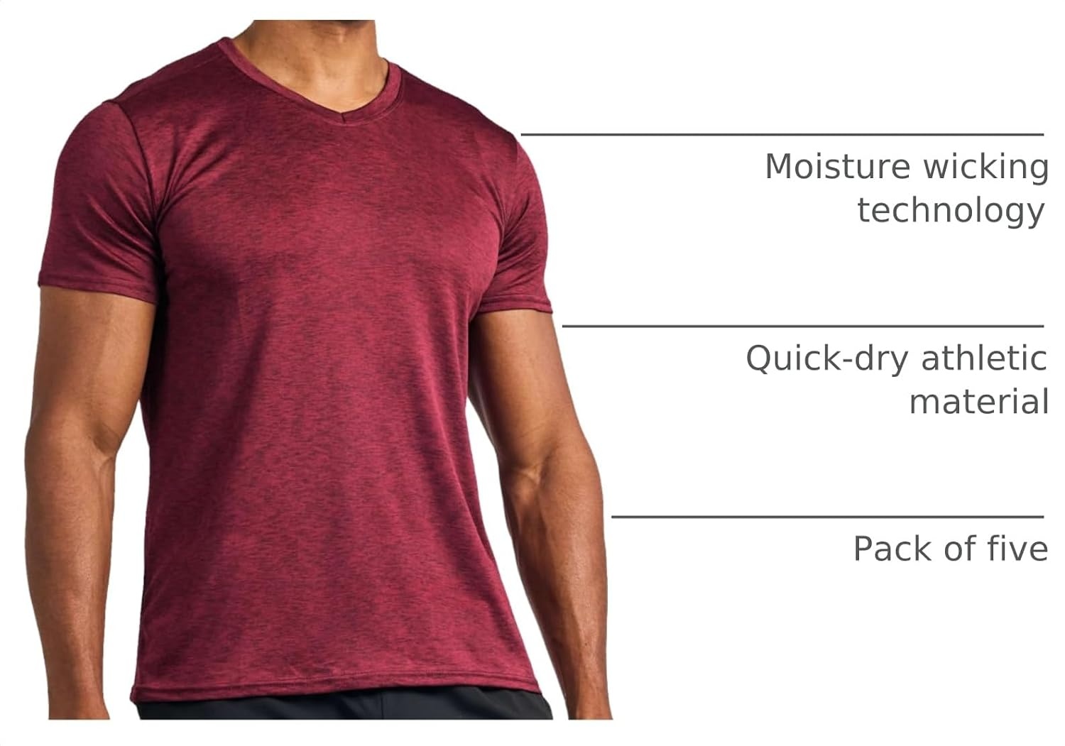 image:image5 Pack Mens Dry Fit V Neck Workout T Shirts Athletic Gym Fitness TeesSet 1