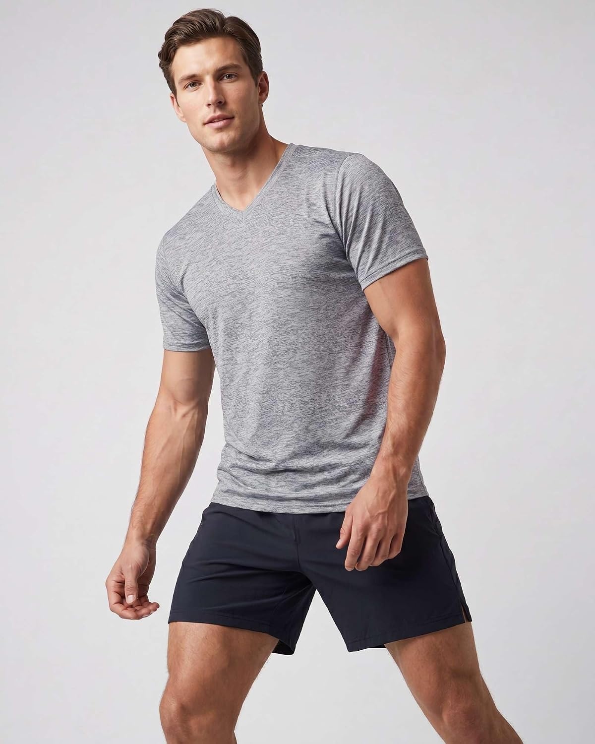 image:image5 Pack Mens Dry Fit V Neck Workout T Shirts Athletic Gym Fitness TeesSet 10
