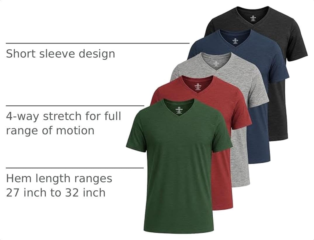 image:image5 Pack Mens Dry Fit V Neck Workout T Shirts Athletic Gym Fitness TeesSet 10