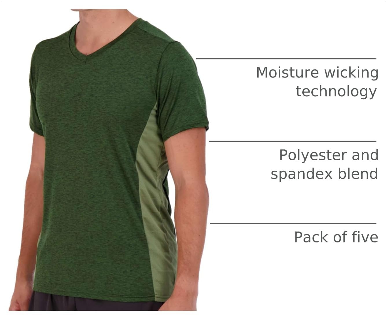 image:image5 Pack Mens Dry Fit V Neck Workout T Shirts Athletic Gym Fitness TeesSet 11
