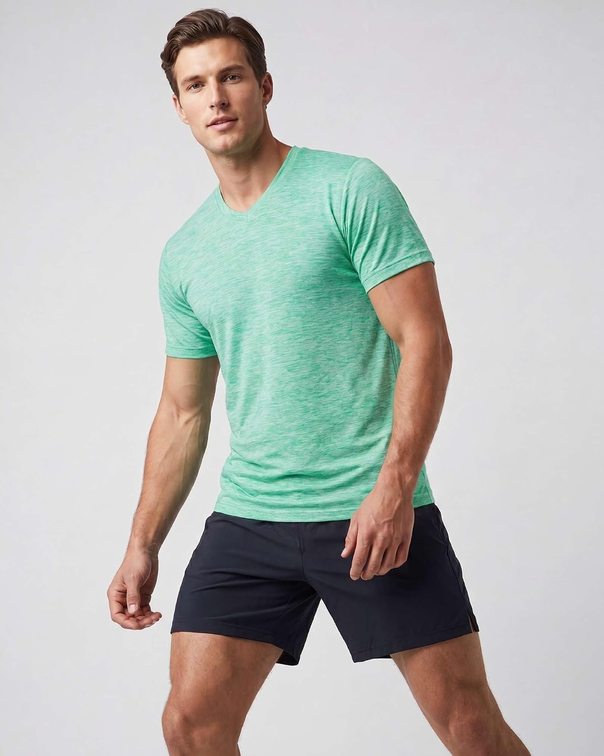 image:image5 Pack Mens Dry Fit V Neck Workout T Shirts Athletic Gym Fitness TeesSet 12