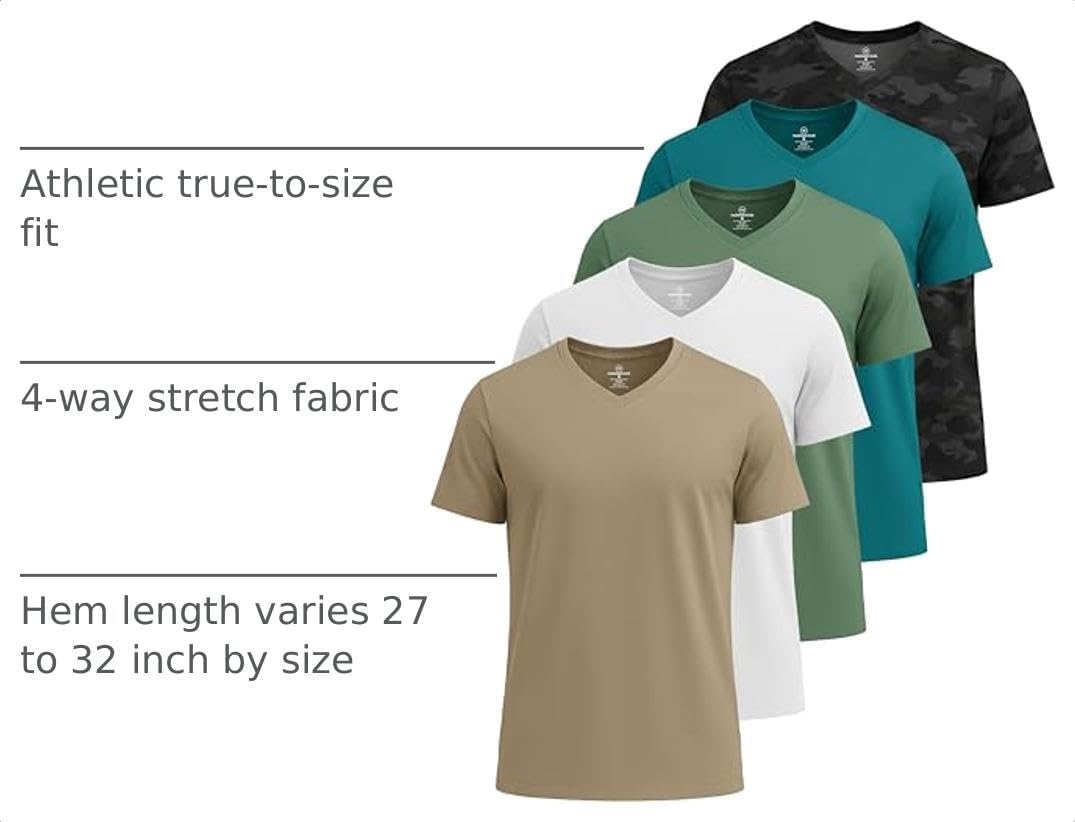 image:image5 Pack Mens Dry Fit V Neck Workout T Shirts Athletic Gym Fitness TeesSet 13