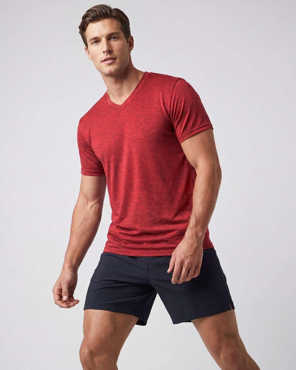 image:image5 Pack Mens Dry Fit V Neck Workout T Shirts Athletic Gym Fitness TeesSet 2