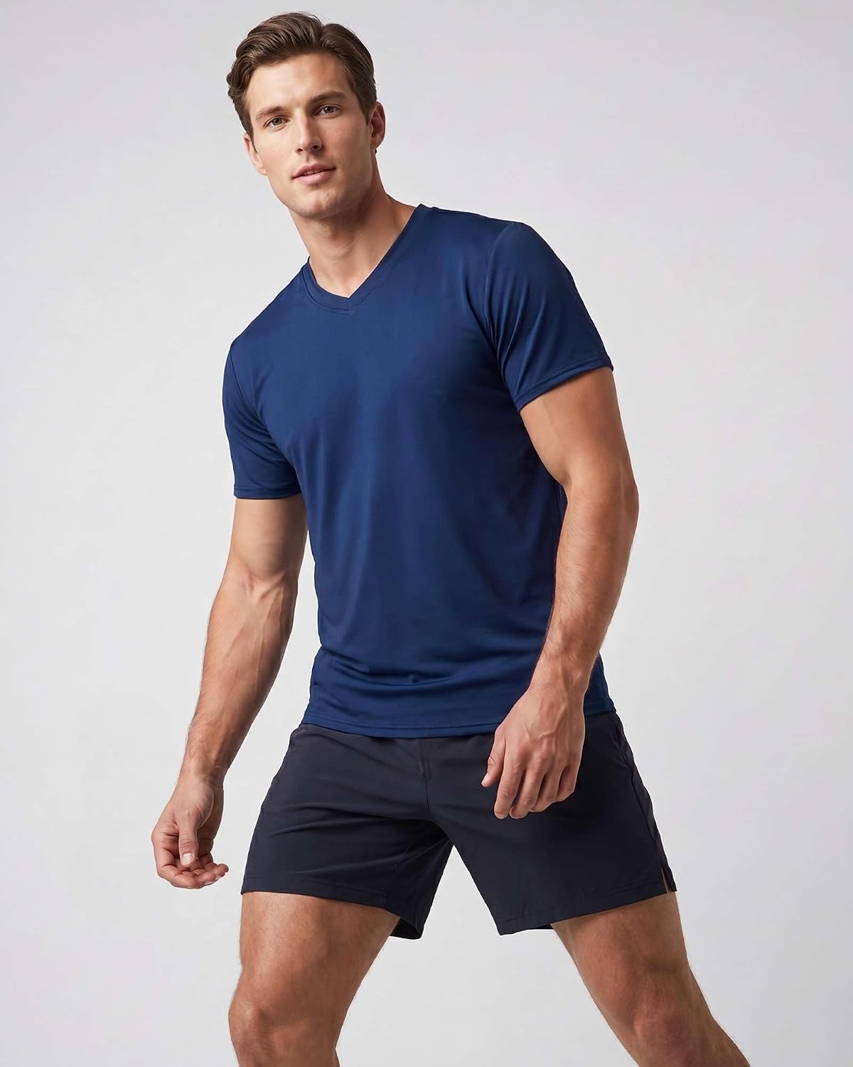 image:image5 Pack Mens Dry Fit V Neck Workout T Shirts Athletic Gym Fitness TeesSet 3