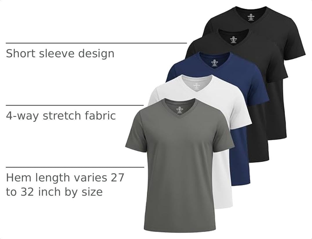 image:image5 Pack Mens Dry Fit V Neck Workout T Shirts Athletic Gym Fitness TeesSet 3
